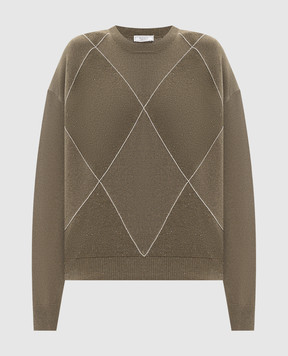 Peserico Green wool, silk and cashmere jumper with monil chain S99403F129283F
