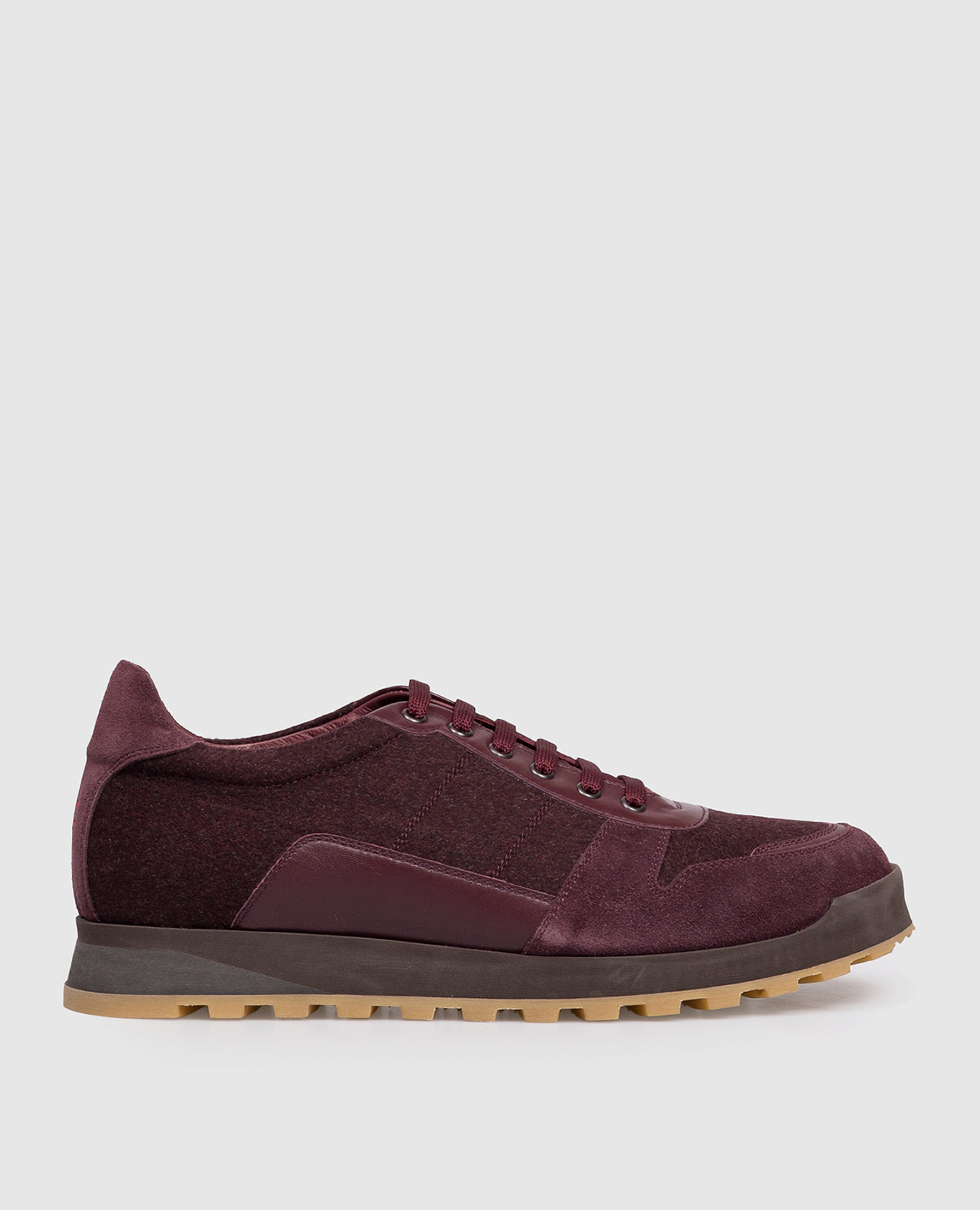 Burgundy combination sneakers with emblem ISAIA