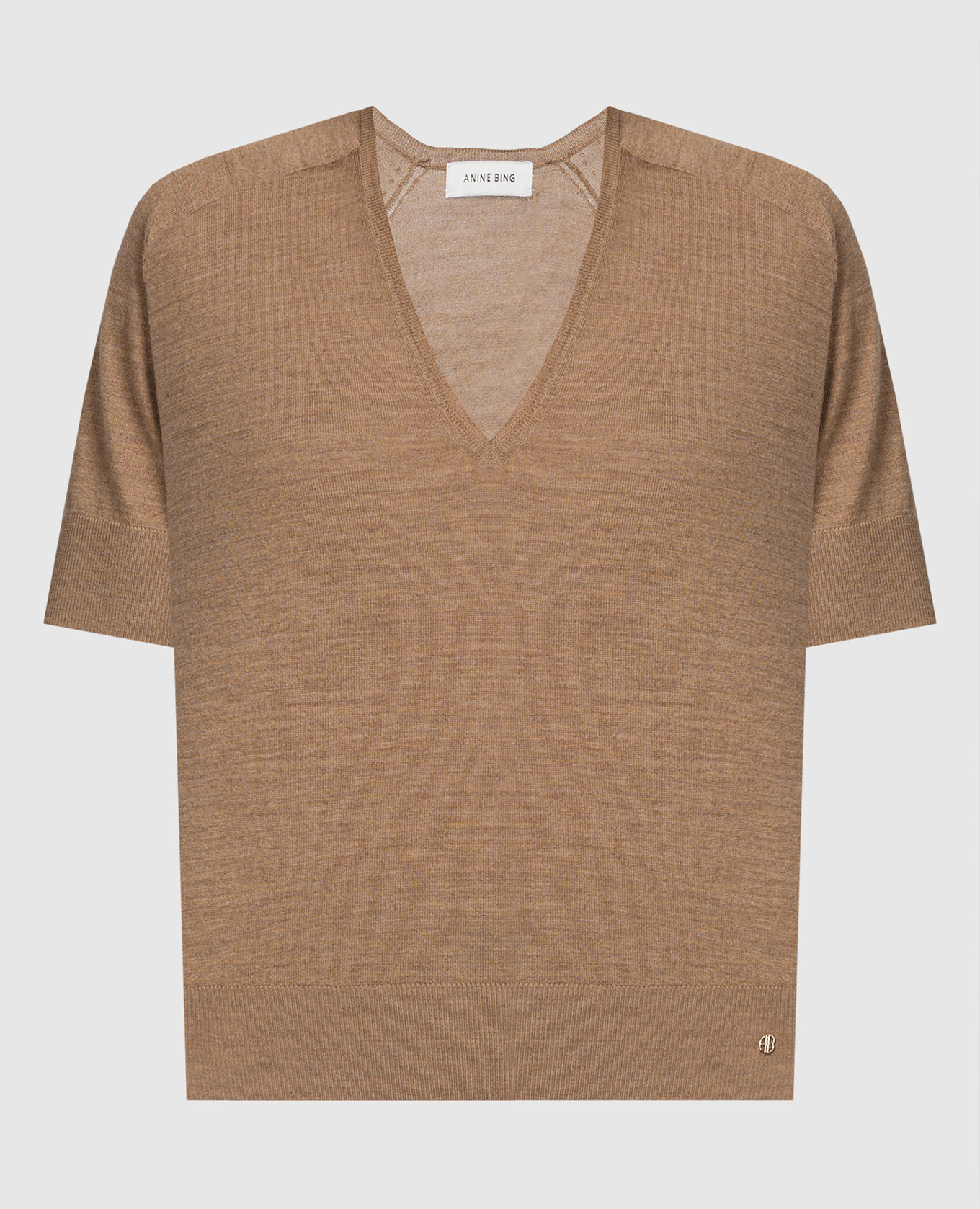 

Aria cashmere t-shirt in brown with metallic logo Anine Bing, White