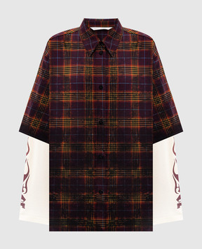 Palm Angels Burgundy double-check shirt PWGE027F25FAB001