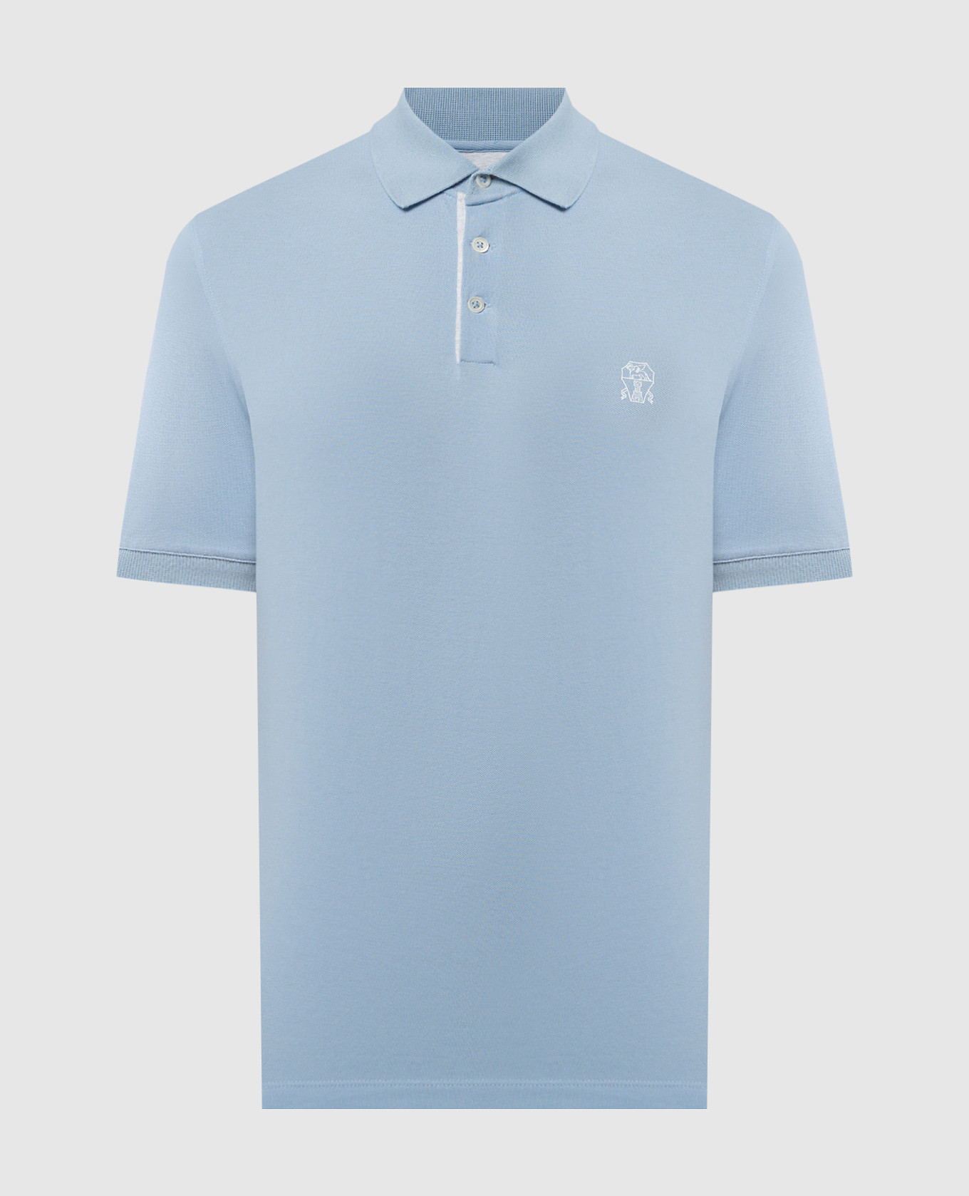 

Blue polo shirt with logo emblem print Brunello Cucinelli, Light blue