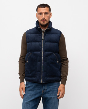 Tom Ford Blue suede down vest LGD008LMS031