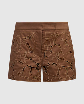 Max Mara Brown shorts EDMOND with openwork embroidery EDMOND