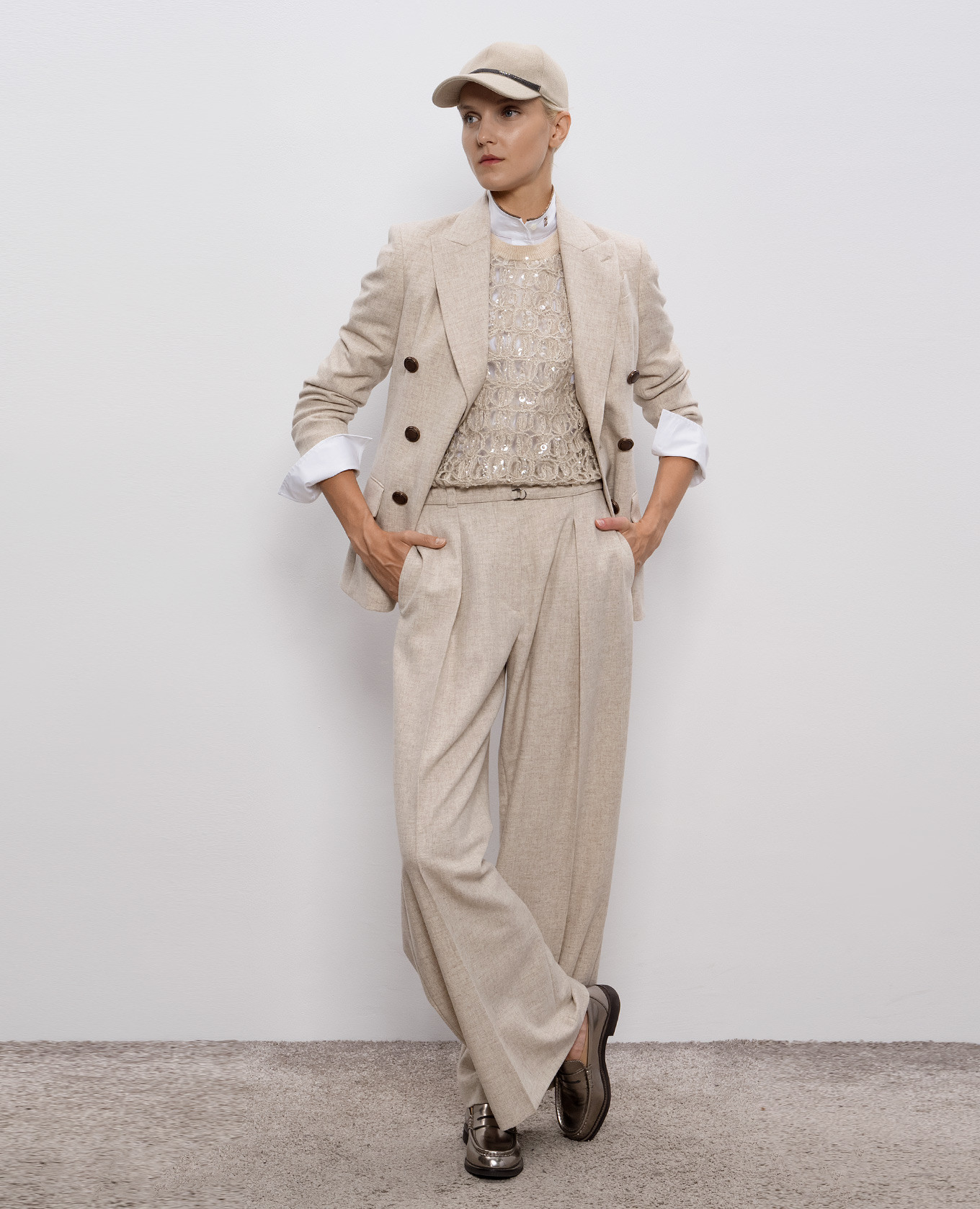 Beige wool and cashmere pants Brunello Cucinelli 2