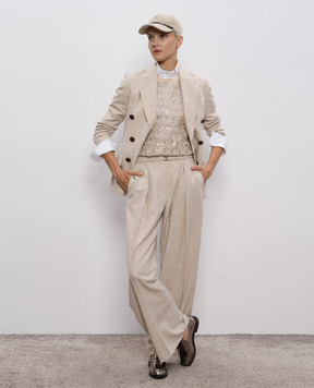 Brunello Cucinelli Beige wool and cashmere pants MB162P9050