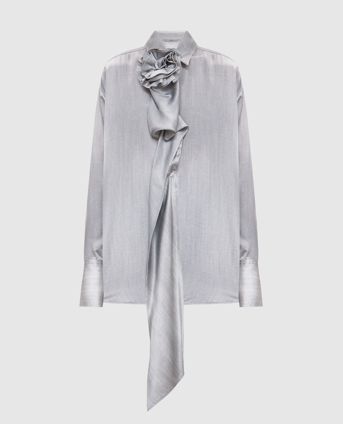 

Gray blouse made of silk with a brooch Ermanno Scervino, Серый