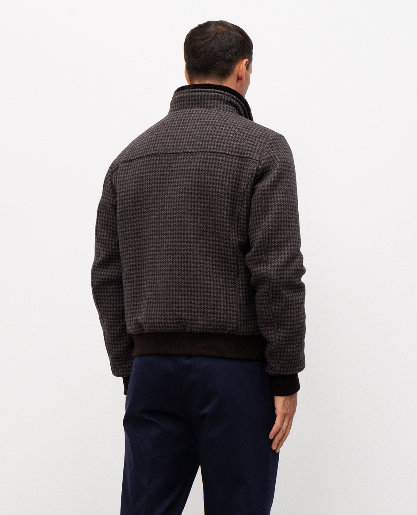 

BELLATI brown down jacket made of wool and cashmere with patterned fur MooRER