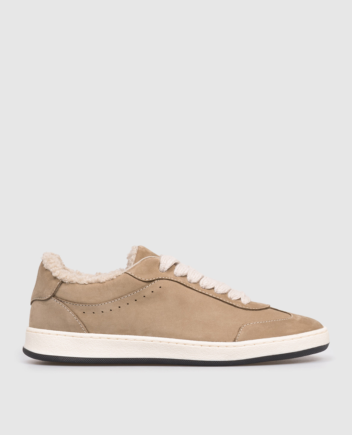Beige nubuck sneakers with fur Peserico