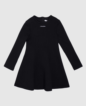 Dolce&Gabbana Children's black dress with logo embroidery L5JD9JG7N3R
