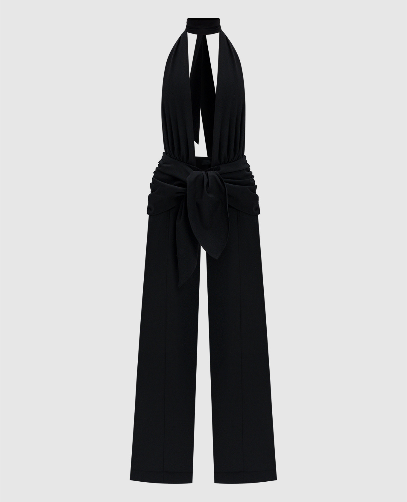 Black passiv draped wool jumpsuit ssheena