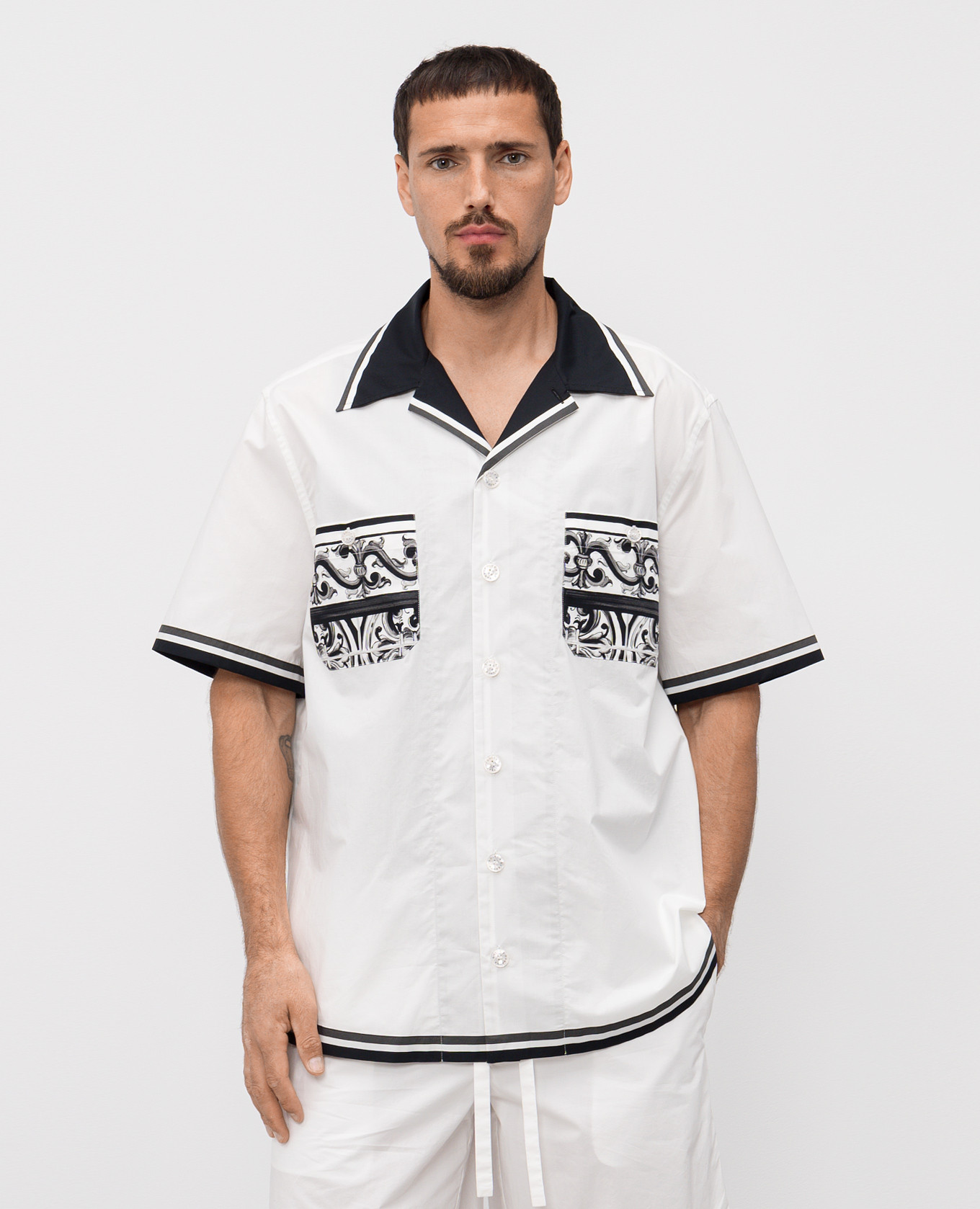 

White short-sleeved shirt with print Dolce&Gabbana