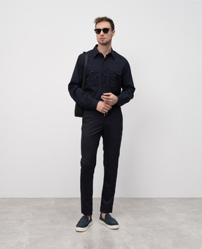 Marco Pescarolo Blue wool and silk pants CARACCIOLO5122