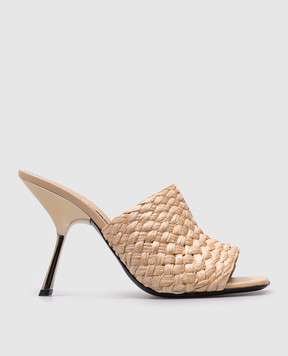 Sergio Rossi Beige Seville mules with weaving B08490MFI364