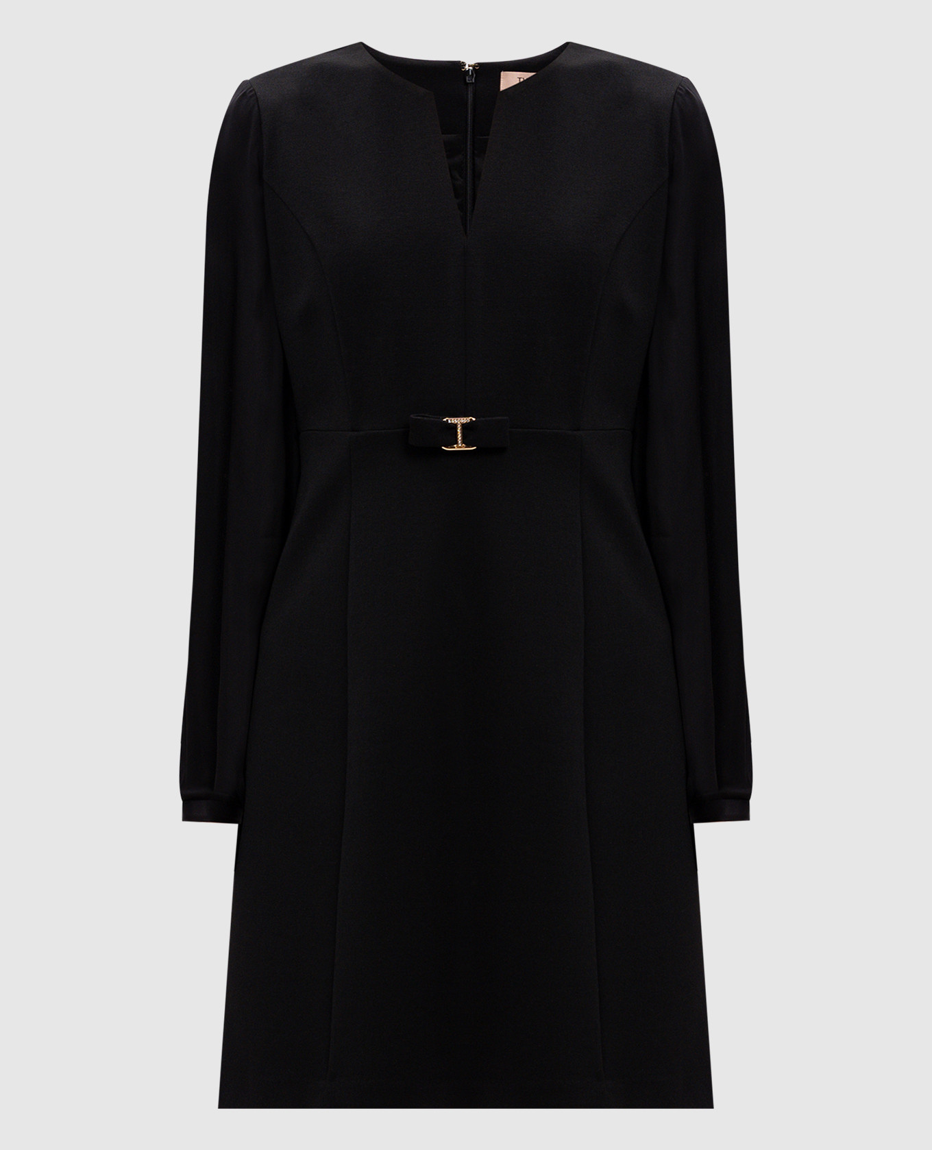 

Black dress with metallic Oval T logo with crystals Twinset