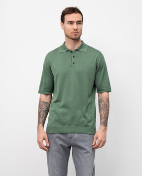 ISAIA Green silk polo shirt with logo emblem MG8262Y0470