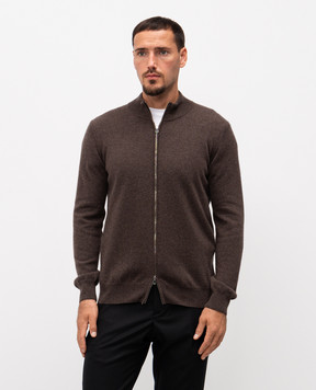 Cashmere&Whiskey Brown cashmere cardigan MU8671312341R
