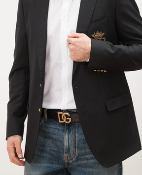 Dolce&Gabbana Black leather strap with DG logo BC4644AX622