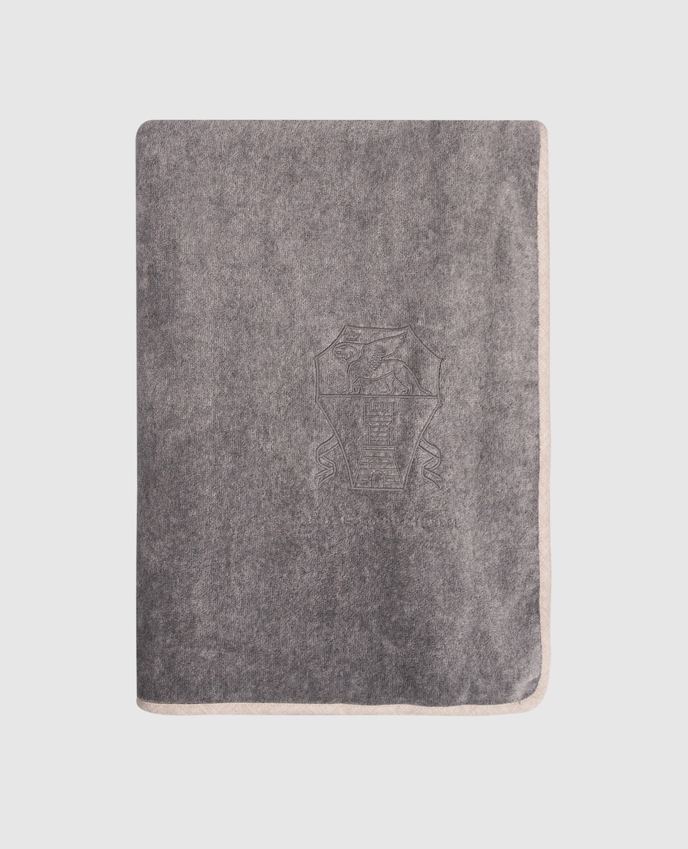 Grey terry towel with embroidered logo emblem Brunello Cucinelli