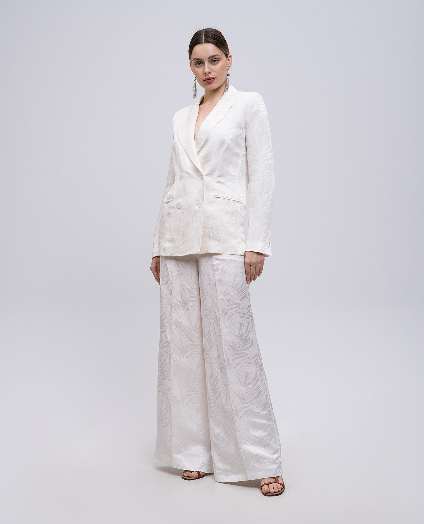 

White palazzos with linen Twinset