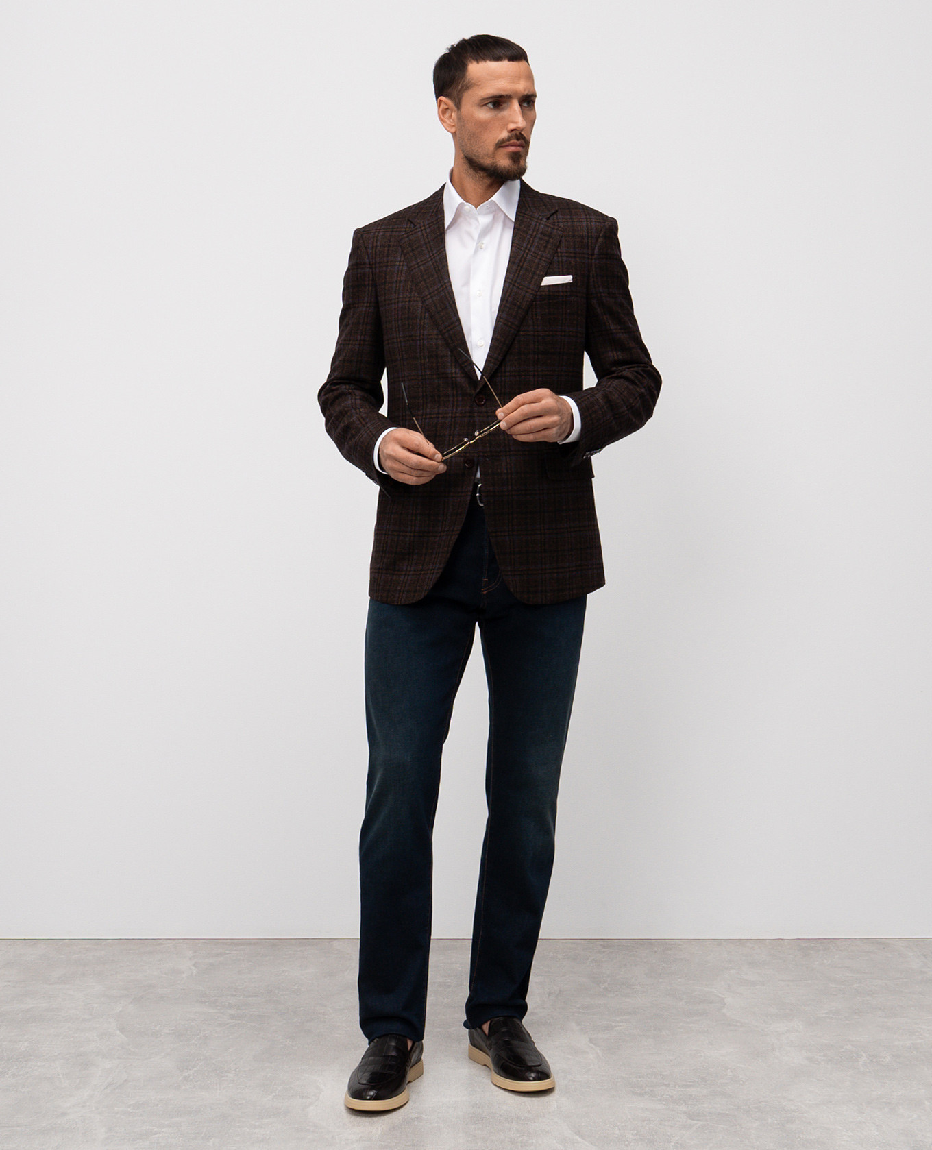 

Brown checked wool jacket Stefano Ricci