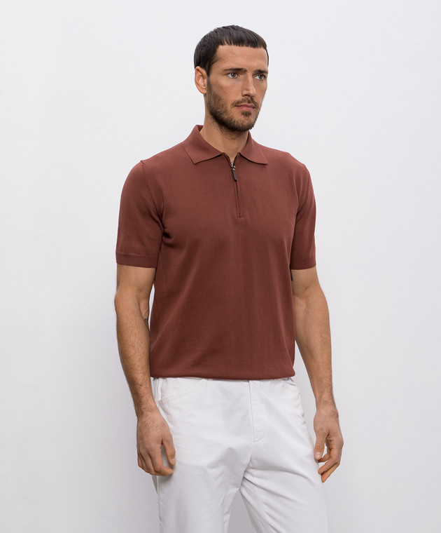 Canali - Brown zip-up polo shirt MK00145C0454 - shop with Bulgaria