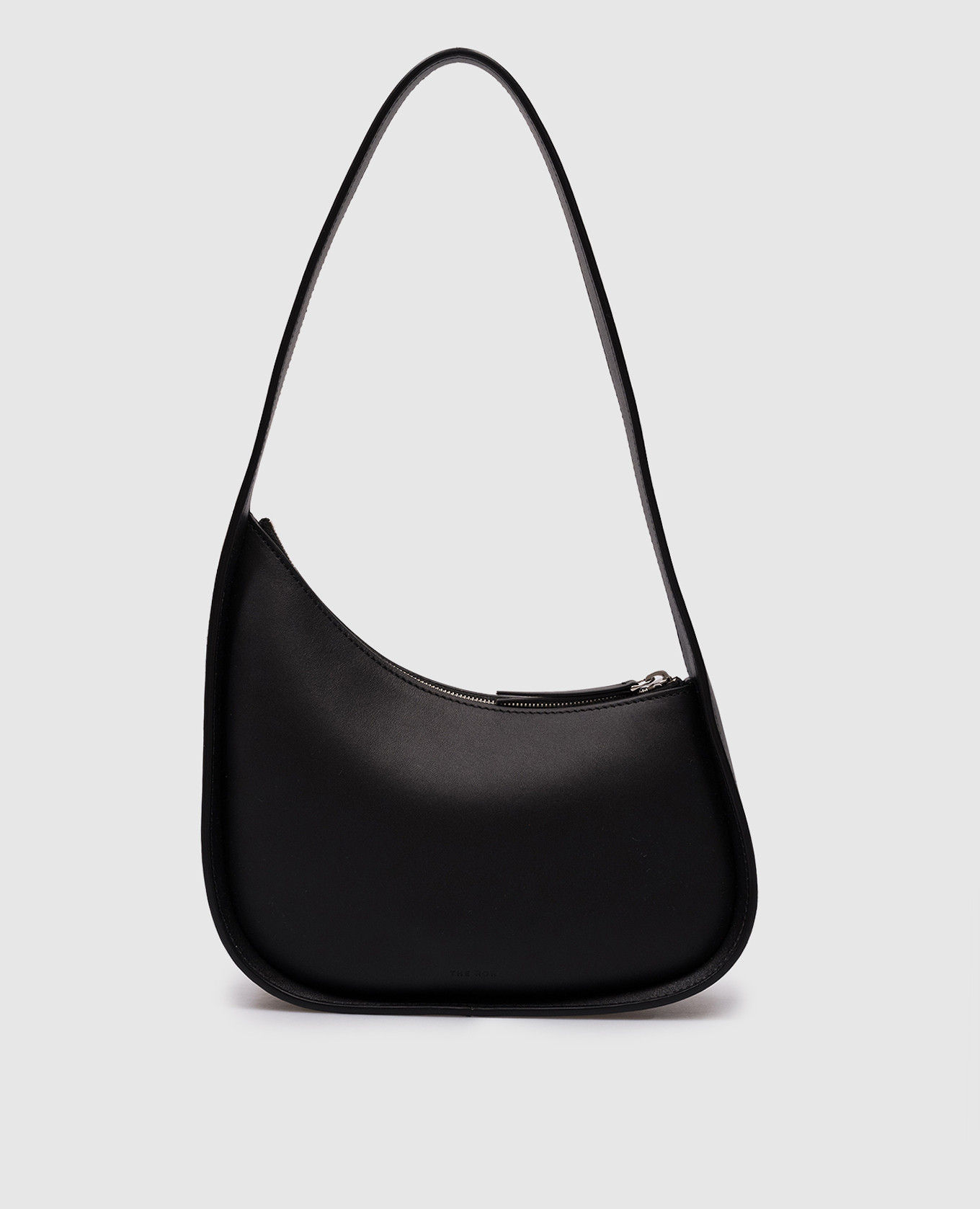 

Half Moon logo embossed leather hobo bag in black The Row, Черный
