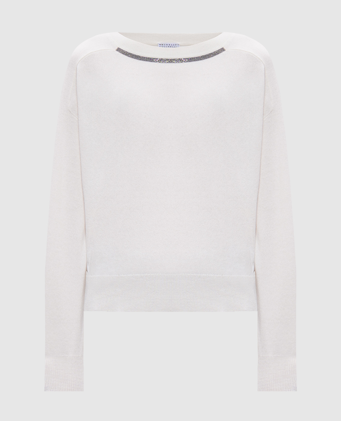 

White cashmere jumper with monil chain Brunello Cucinelli