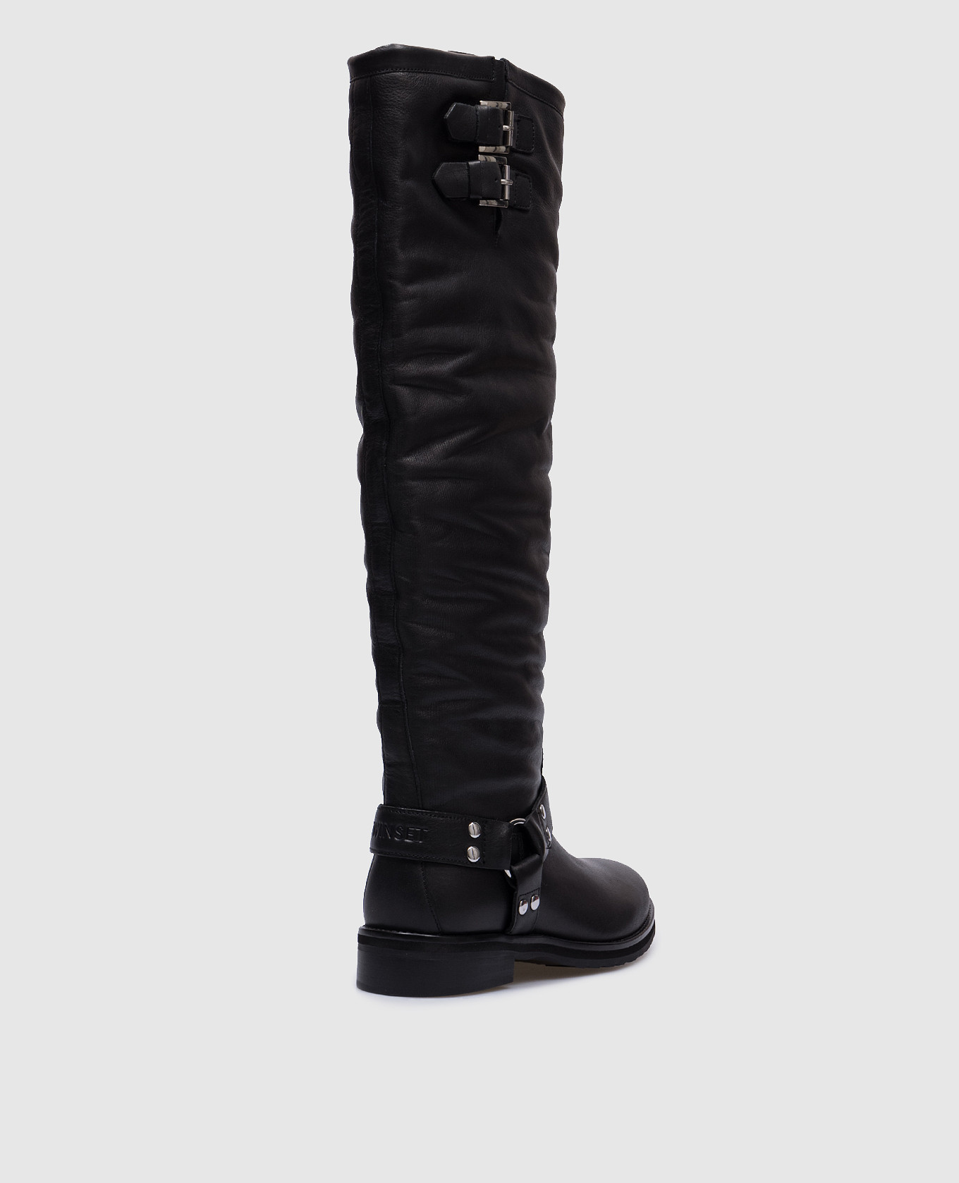 Darcy Logo Embossed Black Leather Boots Twinset 3