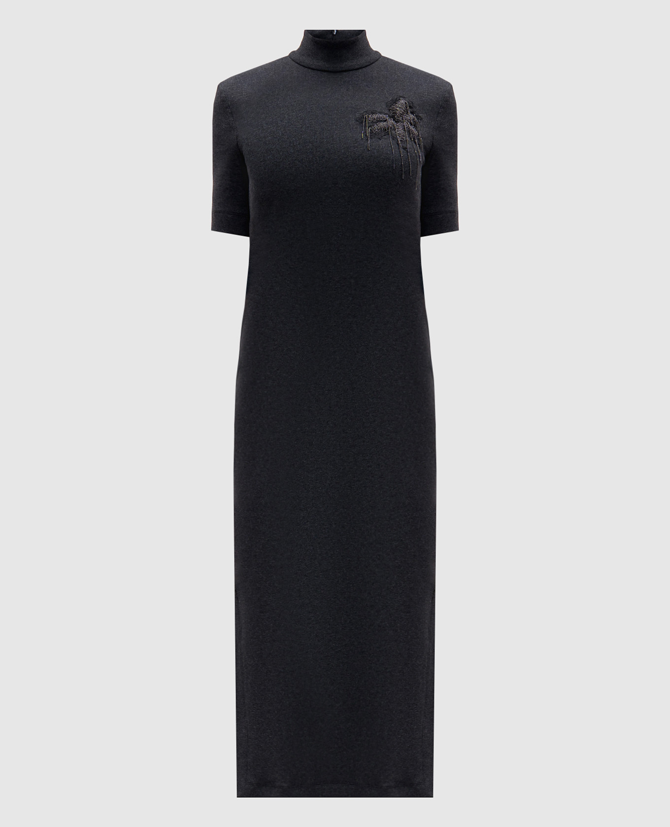 

Gray striped dress with cashmere and appliqué Brunello Cucinelli, Grey