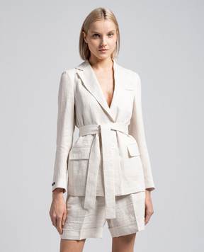 Peserico White striped linen jacket E01129A02764