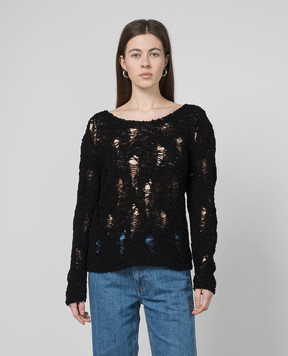 Gauchere Black openwork sweater with holes P12427730590