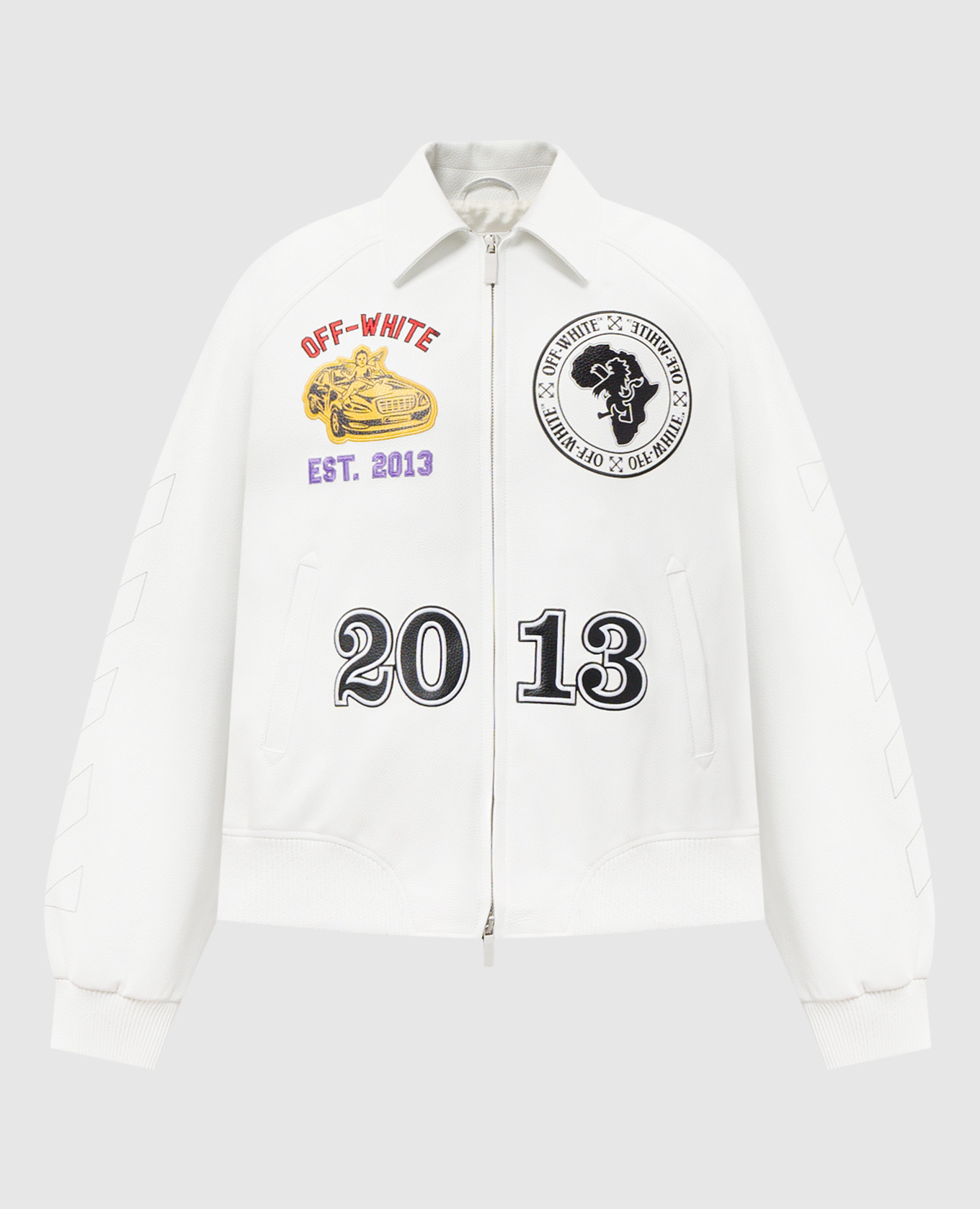 

White leather jacket with branded patches Off-White