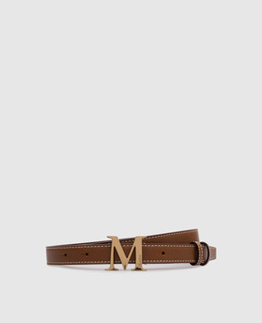 Max Mara CLASSIC brown leather belt with monogram logo MCLASSIC20