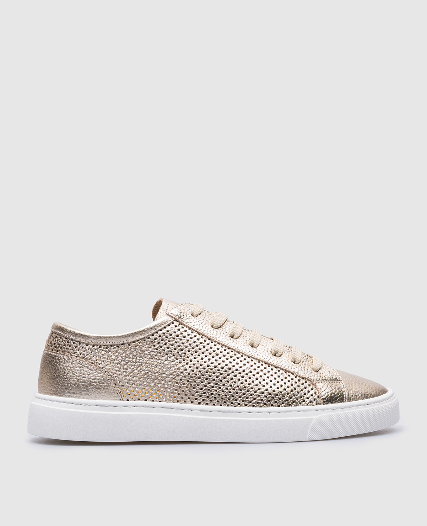 

Golden leather sneakers with logo Doucal's