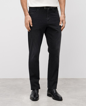 Stefano Ricci Black jeans with metal logo emblem M8T51B2050T38BK