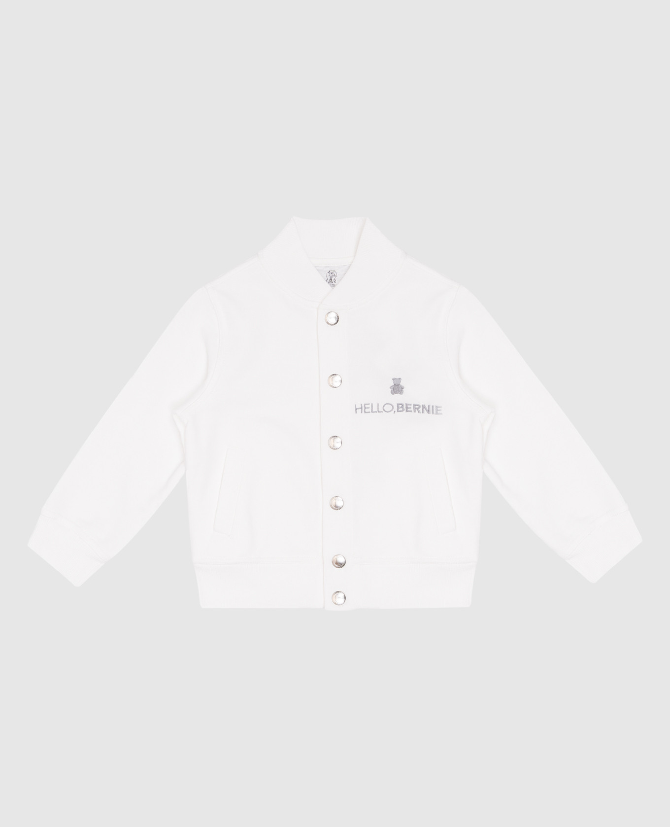 

Children's white bomber jacket with embroidery Brunello Cucinelli, Белый