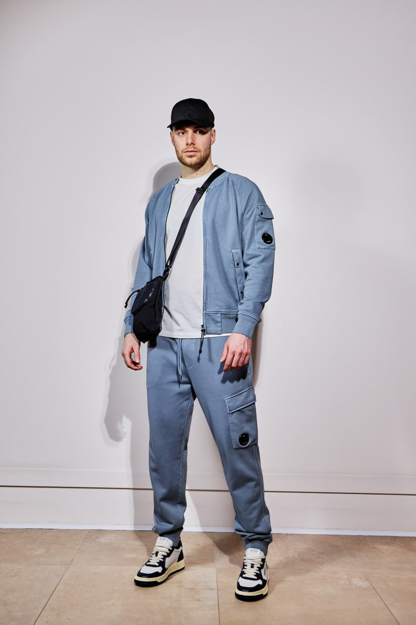 

Grey sports jacket with logo patch C.P. Company