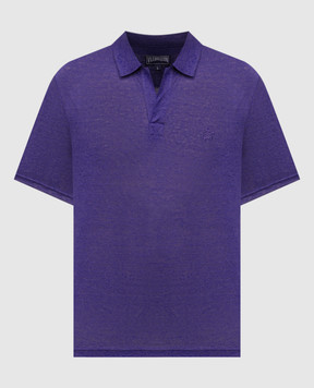 Vilebrequin Blue linen polo shirt PYRE9O00