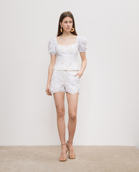 Charo Ruiz White linen Mason shorts with embroidery 244500