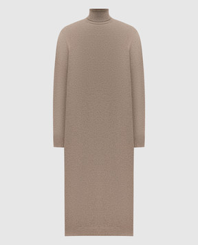 Brunello Cucinelli Beige cashmere dress with monil chain M12723A93