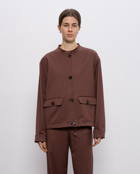 Enrico Mandelli Brown wool jacket with logo 1D603A4531