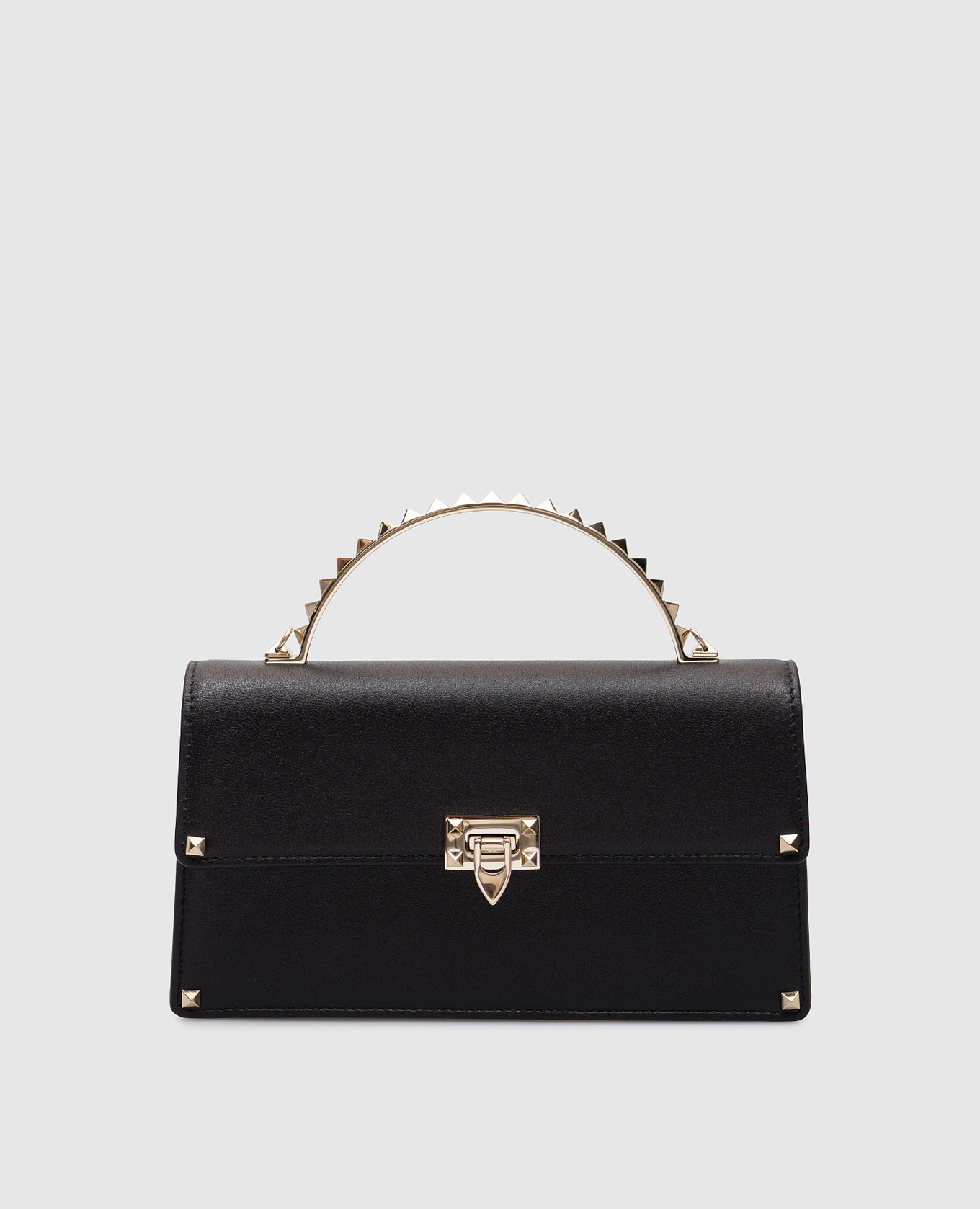 Rockstud black leather mini bag Valentino, Черный