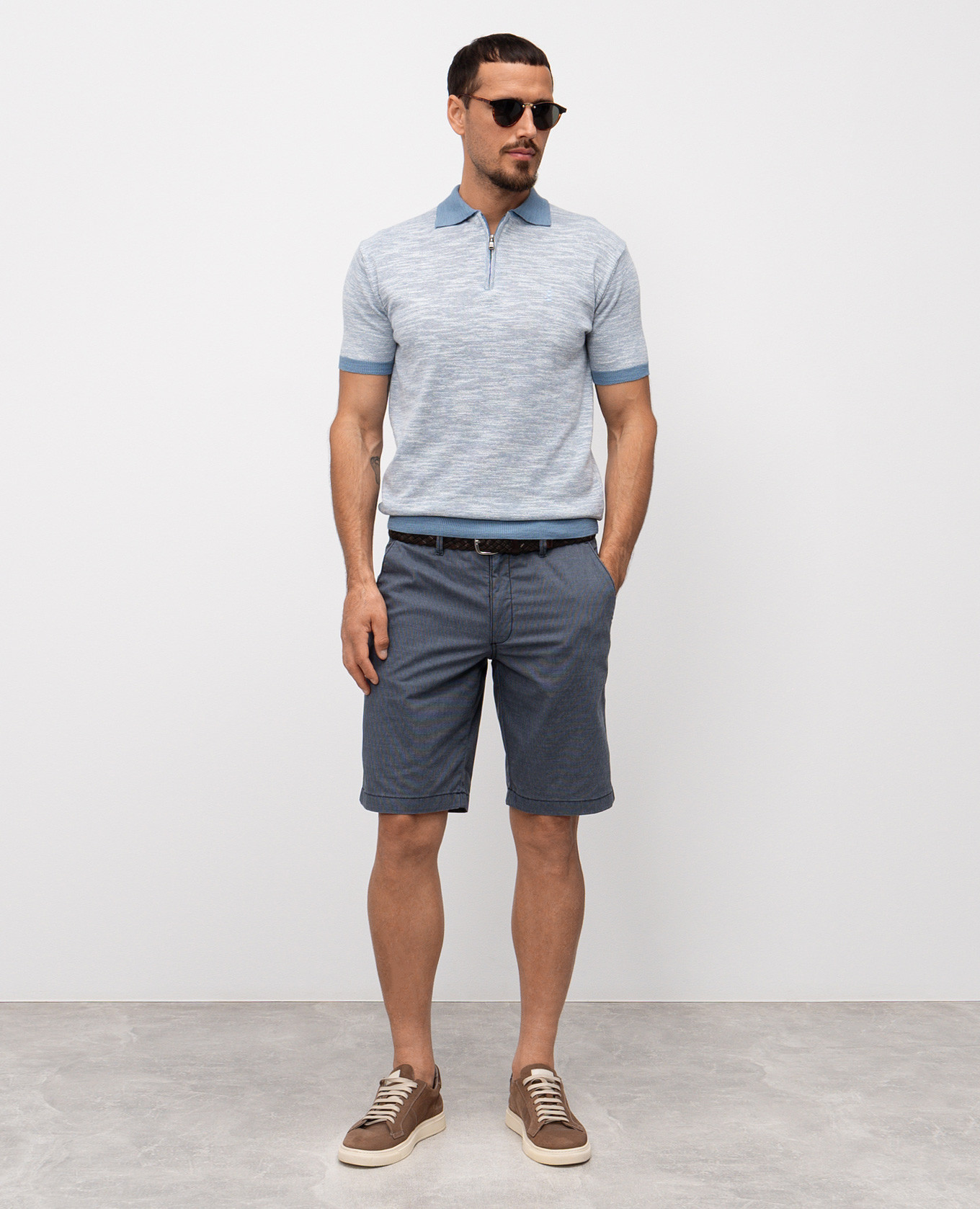 

Blue melange polo Florentino, Light blue