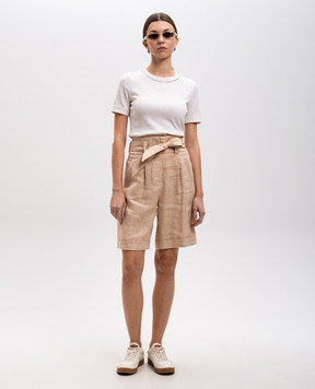 Peserico Beige linen shorts P04191A02603
