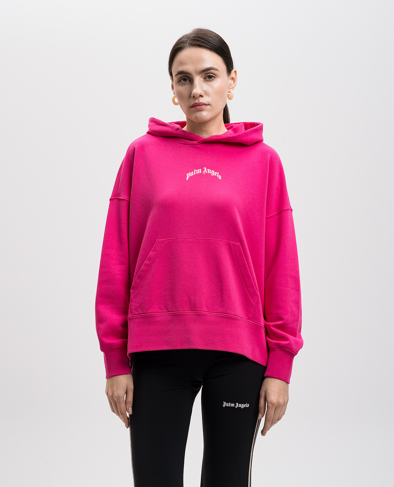 

Pink hoodie with logo print Palm Angels