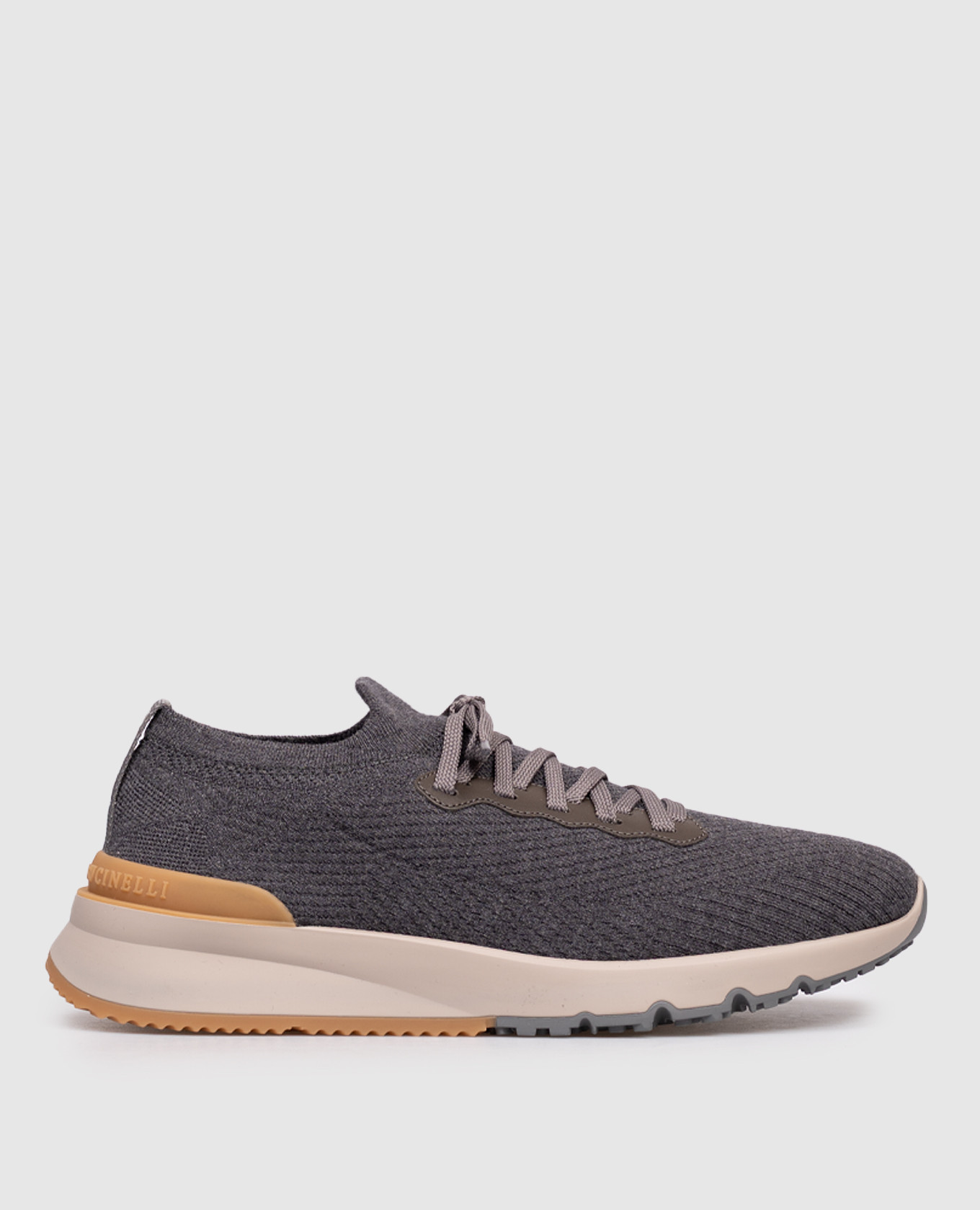 Grey insulated wool sneakers with logo Brunello Cucinelli