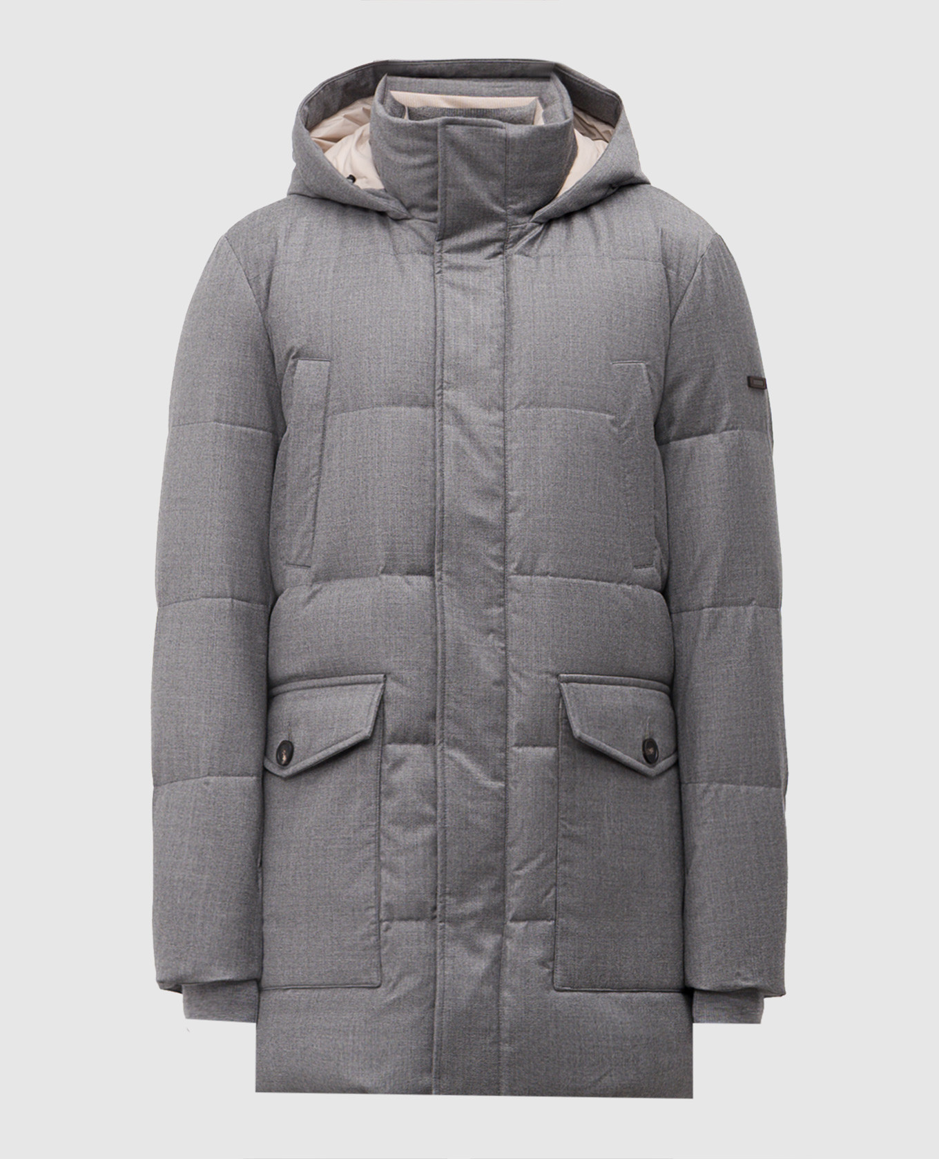 

Grey quilted wool down jacket with logo Peserico