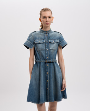 Alexander McQueen Blue denim mini dress with a frayed effect 816098QMAC3