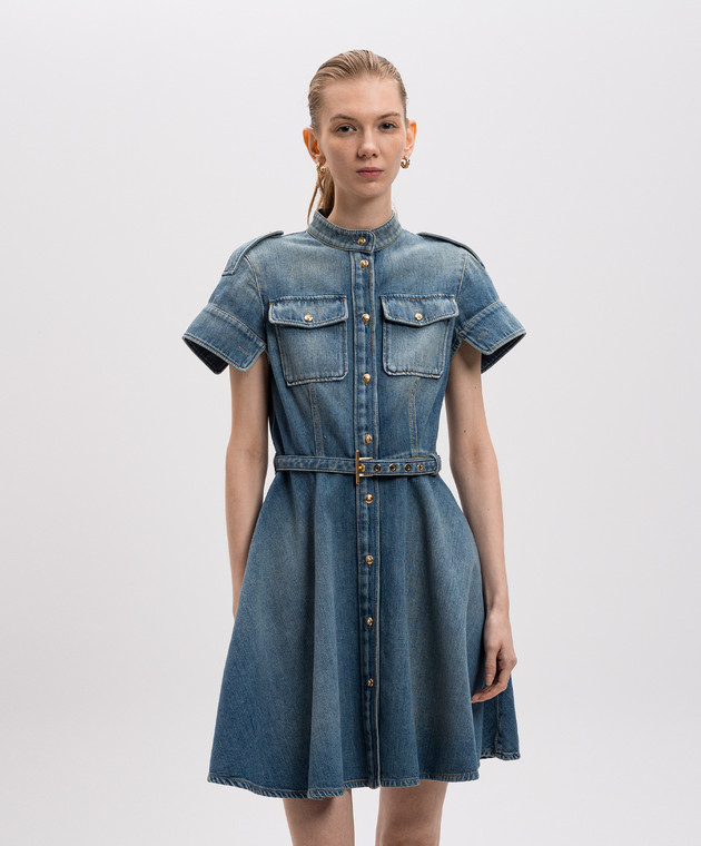 Alexander McQueen - Blue denim mini dress with a frayed effect 816098QMAC3  - shop with European delivery at Symbol