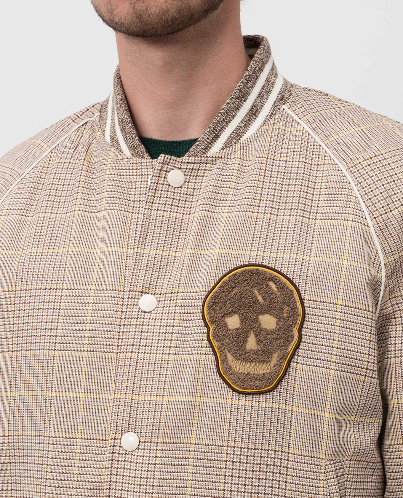 

Beige wool check bomber jacket Alexander McQueen
